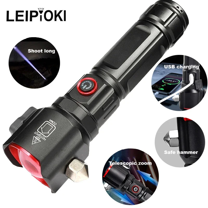 RL 2210 LED Flashlight – USB Rechargeable, Waterproof, Power Bank & Seat Belt Cutter