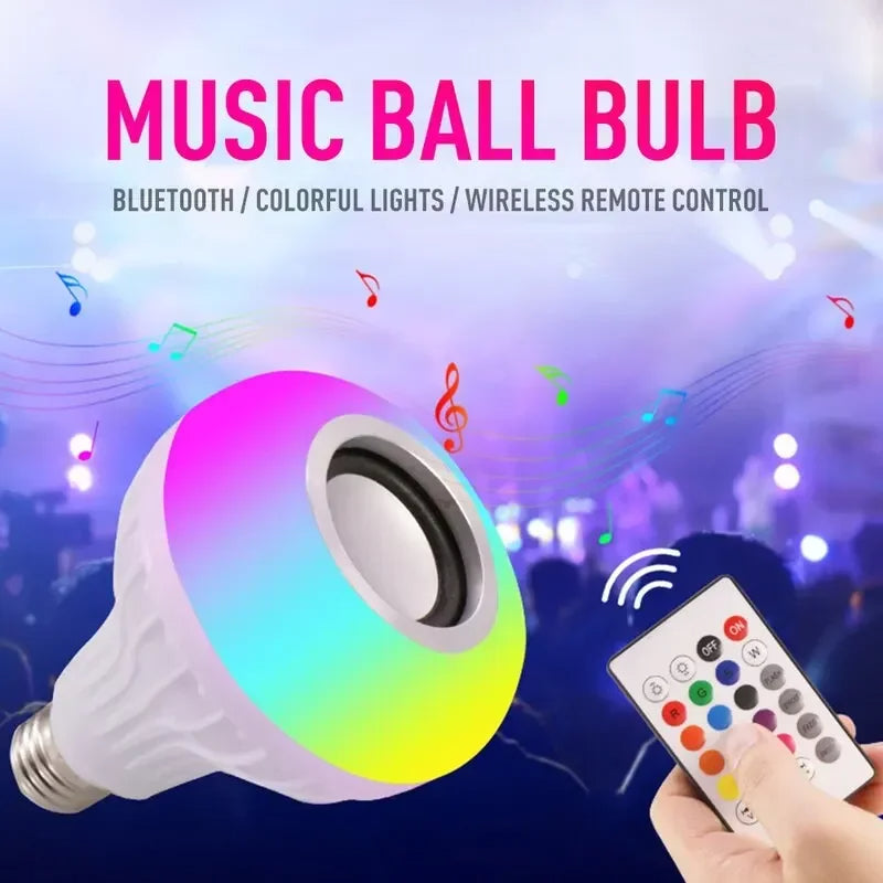 Smart LED Light Bulb with Bluetooth Speaker – Color Changing & Remote Control