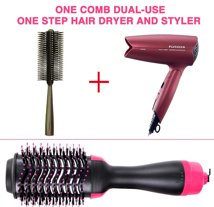 3-in-1 One Step Hair Dryer, Volumizer & Straightener - Hot Air Brush for Styling & Quick Drying