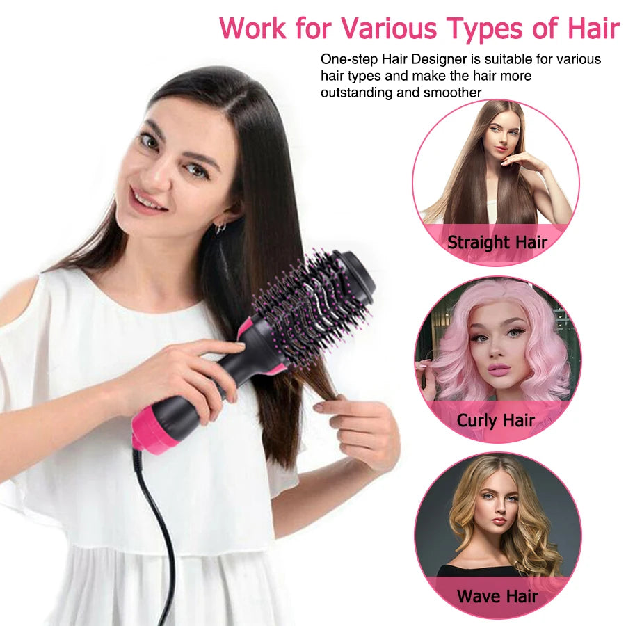 3-in-1 One Step Hair Dryer, Volumizer & Straightener - Hot Air Brush for Styling & Quick Drying