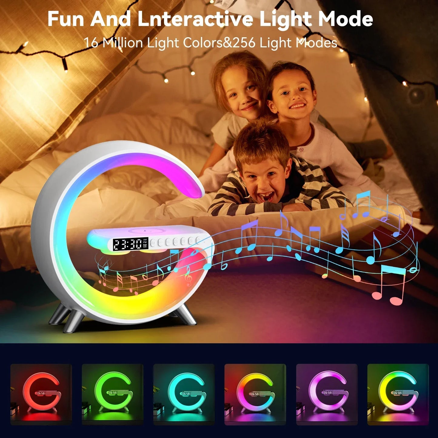 G63 Multi-Functional LED Lamp with Wireless Charging, Bluetooth Speaker & Alarm Clock