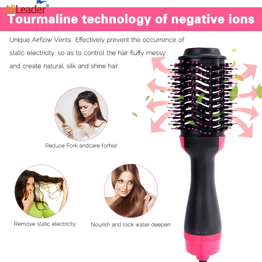 3-in-1 One Step Hair Dryer, Volumizer & Straightener - Hot Air Brush for Styling & Quick Drying