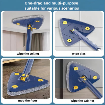 360° Rotating Triangular Mop – Multi-Purpose Cleaner for Floors, Tiles, and Windows