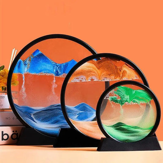 3D Moving Sandscapes Frame – 7 Inch (Random Color) – Perfect for Home, Office & Gifting