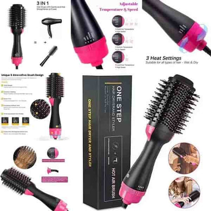 3-in-1 One Step Hair Dryer, Volumizer & Straightener - Hot Air Brush for Styling & Quick Drying